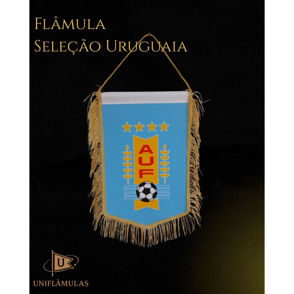 Flâmula Uruguai 20x30 cm | Seleção Uruguaia Futebol | Flâmula Copa do Mundo 2026 | Bandeira Uruguai Futebol