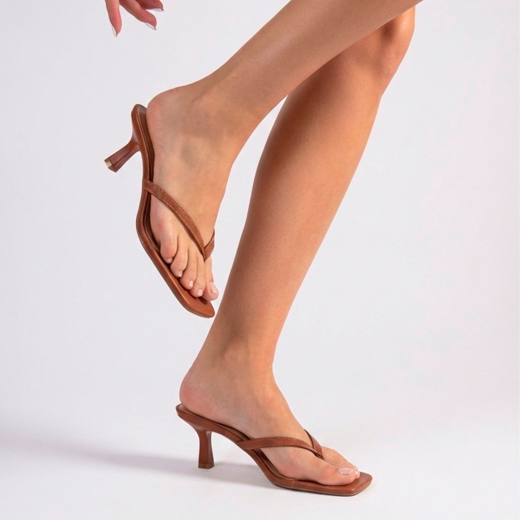 Open mule feminino Luna elegante e sofisticado salto taça 6 cm