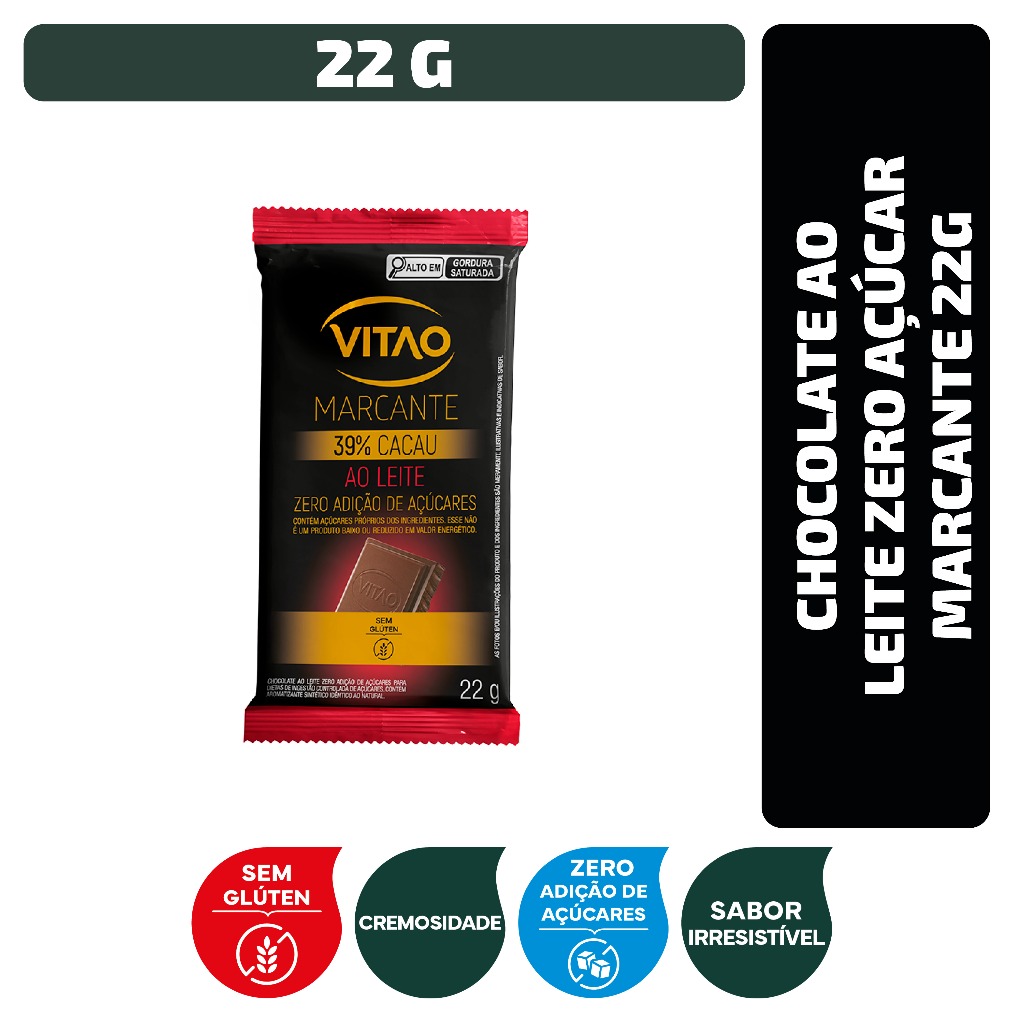 Chocolate Ao Leite Zero Açúcar Marcante 22 g