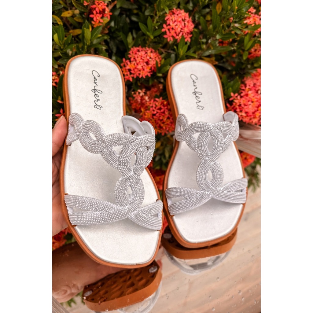 Chinelo Feminino Com Brilho Casual Elegante Envio Imediato