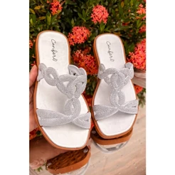 Chinelo Confortavel Elegante Casual De Brilho Para Mulheres
