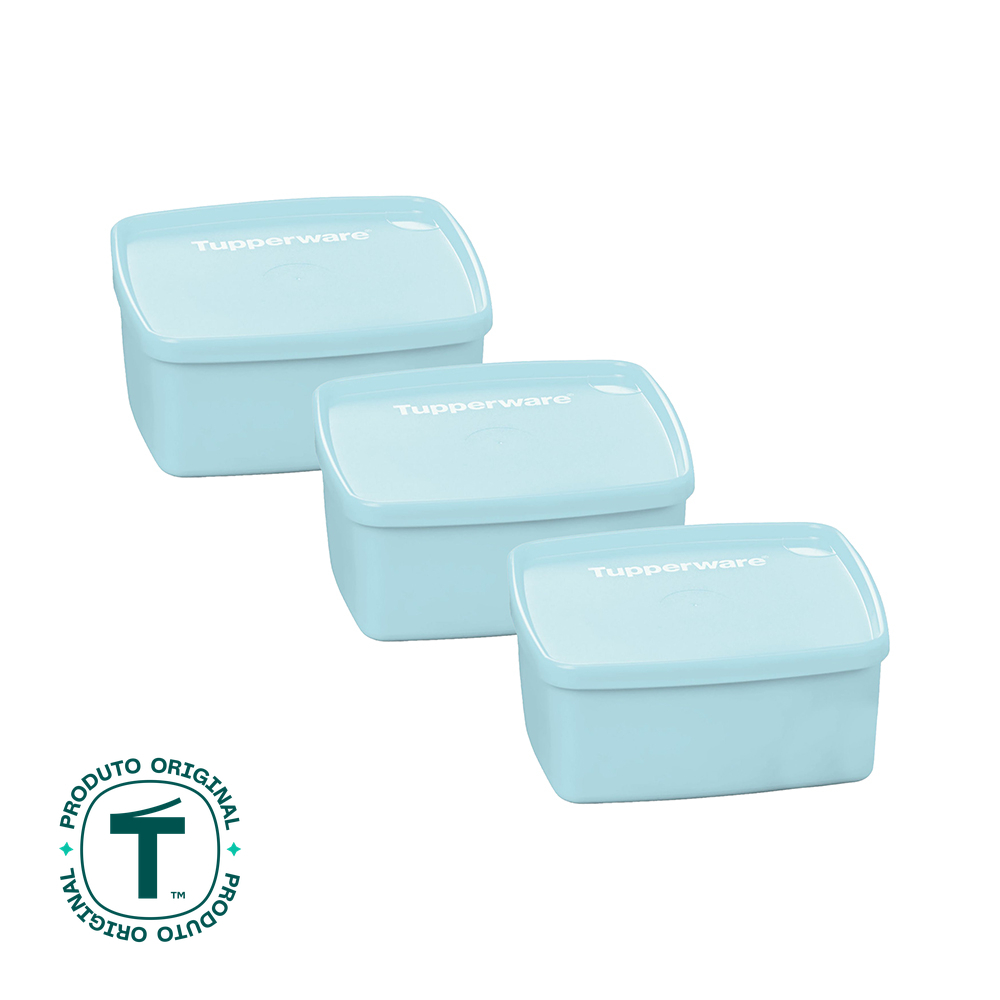 Kit 3 Potes Herméticos Tupperware Jeitosinho Aquamarine 400ml