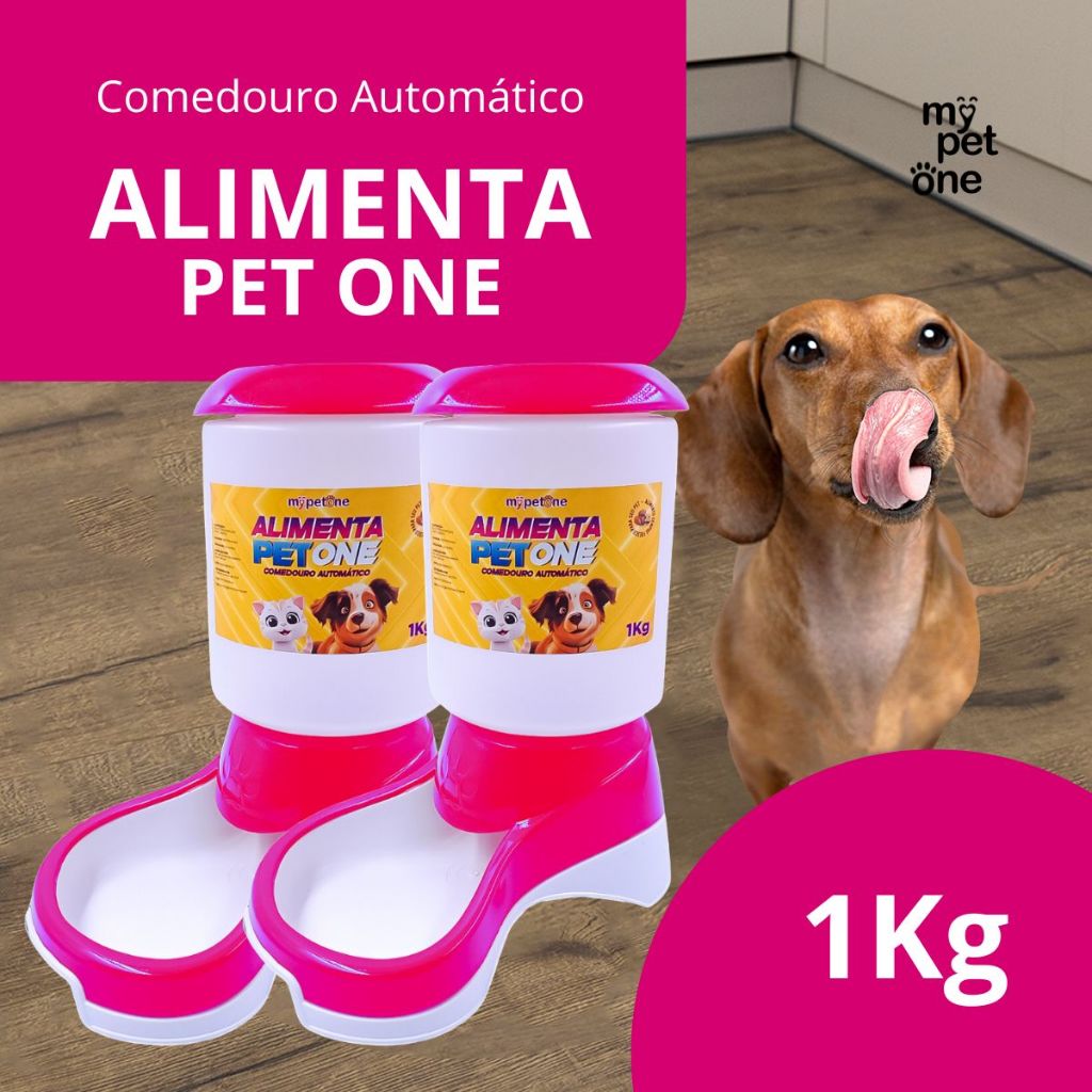 Kit 2 Comedouro Automático Truqys Pets Rosa com Galão - 1Kg