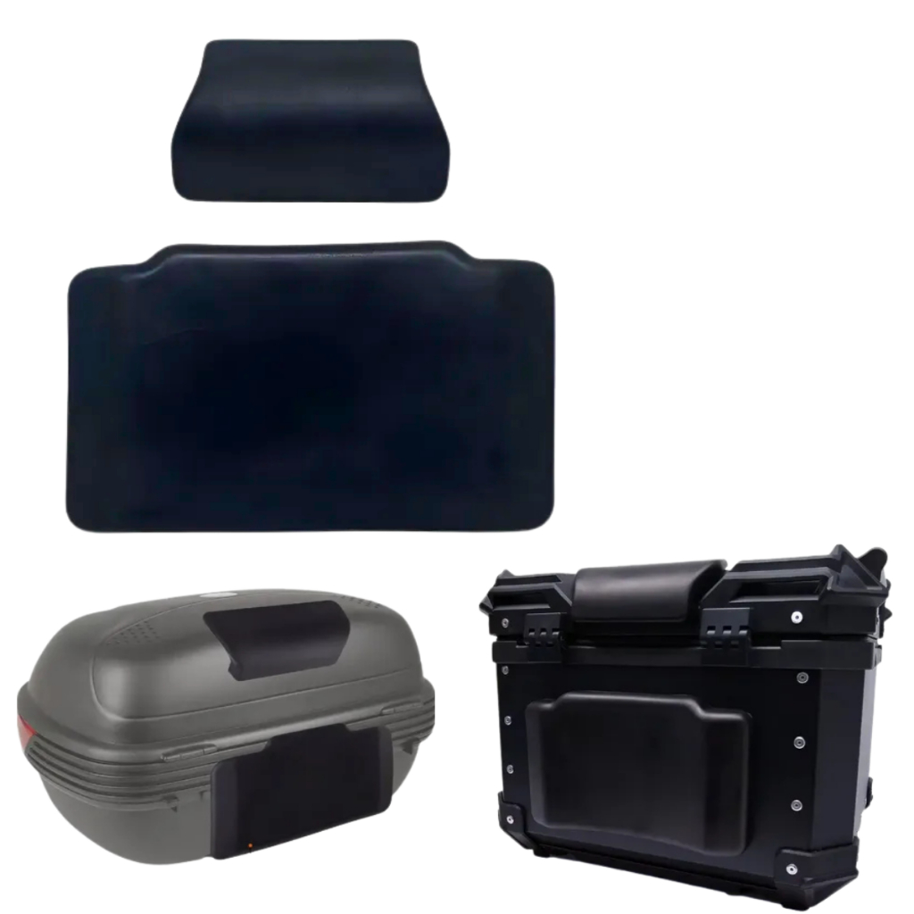 Encosto Bau Bauleto Moto Universal Impermeável Almofadado Cabeceira Conforto Atrox