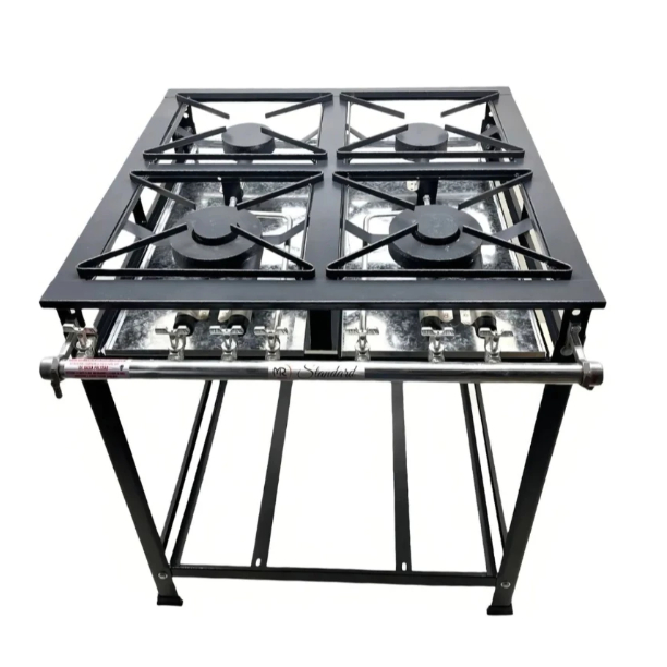 Fogão 4 Bocas Queimadores Industrial Baixa Pressão Perfil 5 Com Grade 30 Cm Baixo Consumo De Gás Da Mr Fogões