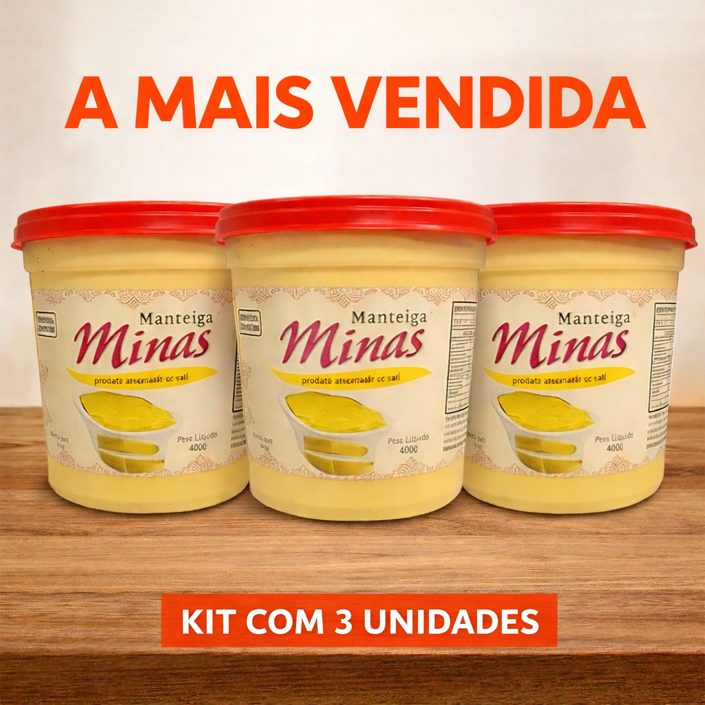 Kit com 3 Manteiga EXTRA CREMOSA com Sal - Minas A MAIS VENDIDA