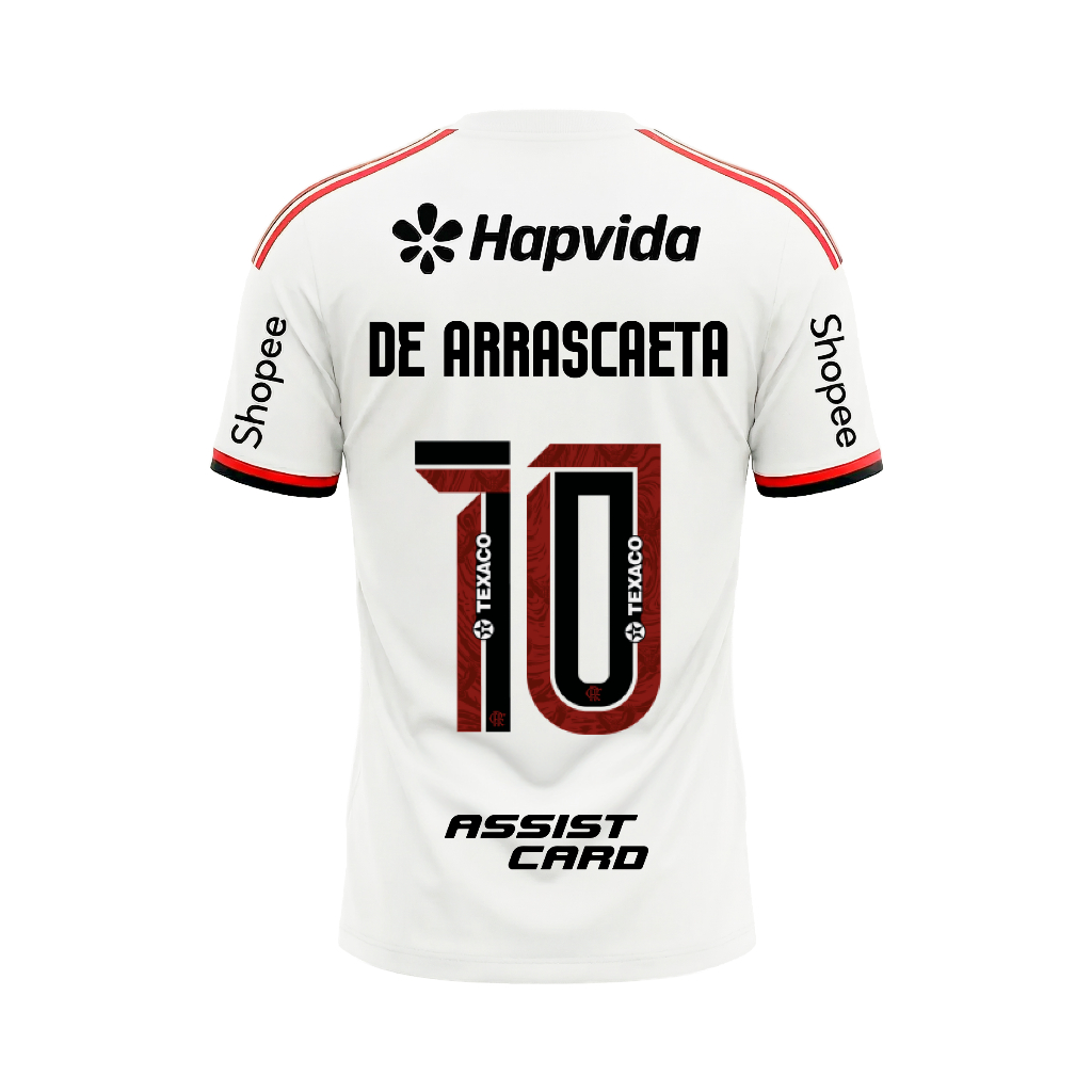 Manto Flamengo Jogo 1 Branco Masculina Adidas 2026 - C/ Kit Patrocínio - De Arrascaeta 10 em Oferta na Shopee
