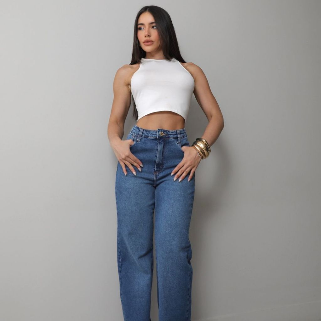 Calça Jeans feminina Wide Leg Pantalona Boca larga Viral Confortavel Consciencia Feminina 28000
