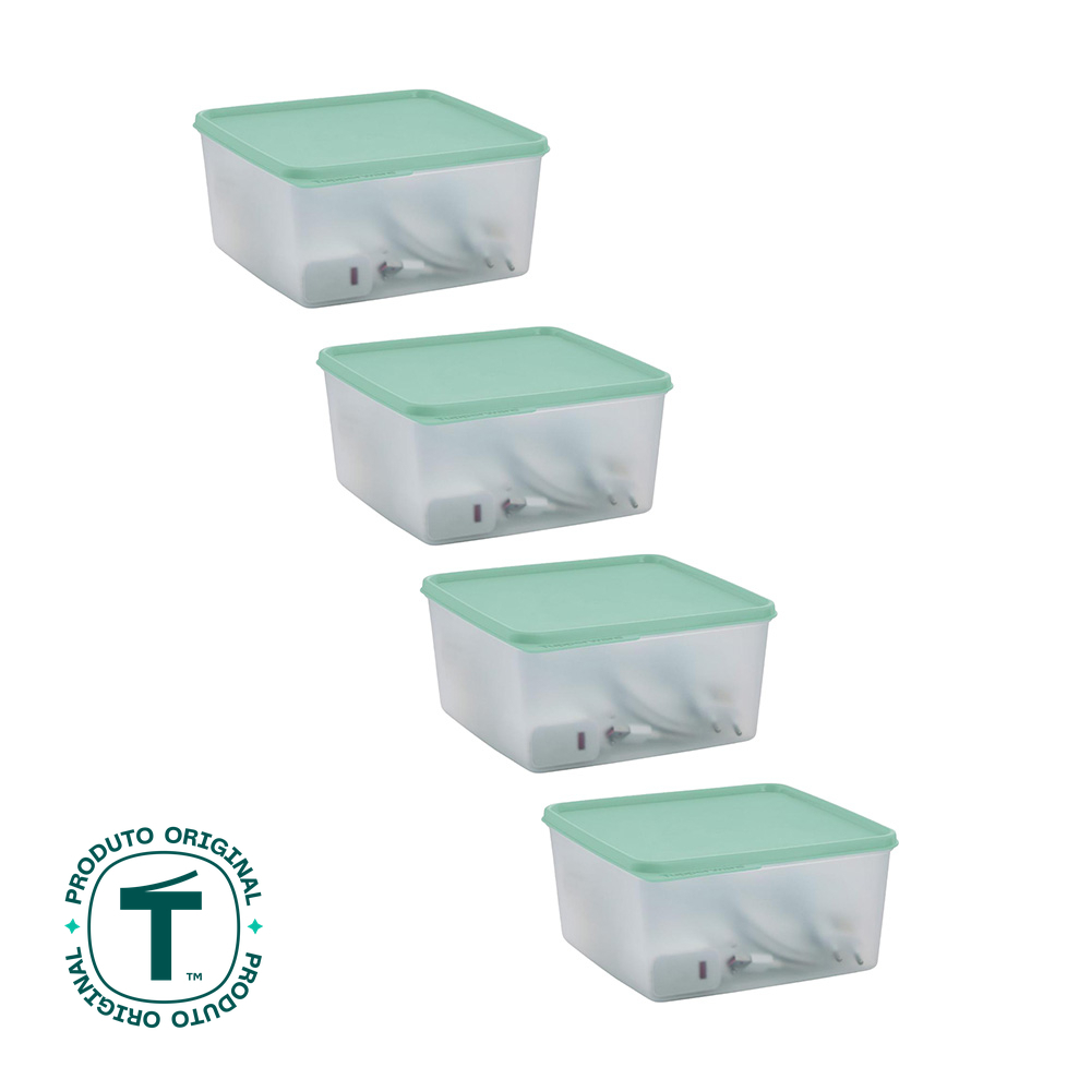 Kit com 4 Potes Herméticos Tupperware Basic Line Transparente 2,5L