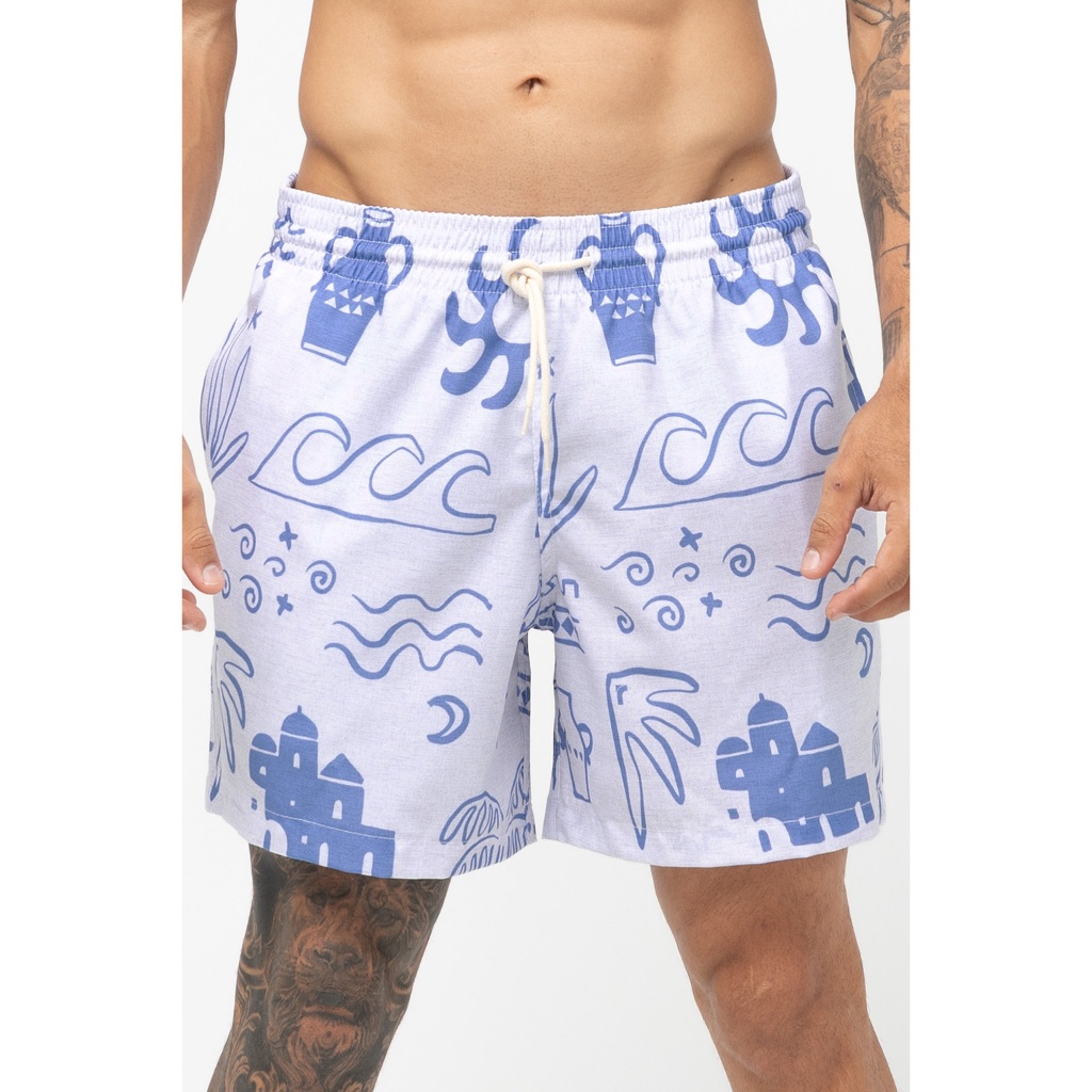 Imagem Short Masculino Rota do Mar Básico Estampado Super Confortável Secagem Rápida Praia Leve