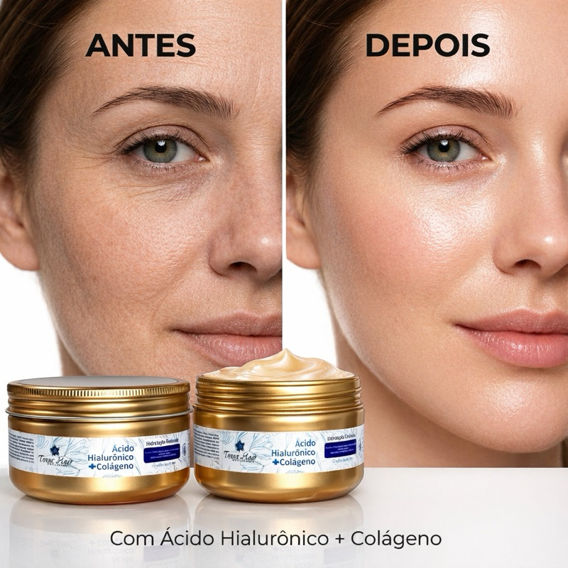 Creme Facial Ácido Hialurônico + Colágeno | Hidratação Profunda e Pele Jovem 100g