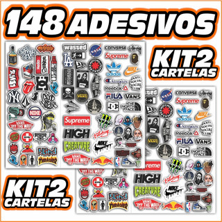 Kits 148 - 60 Adesivos Skate Surf e Moda | À Prova D’Água | Para Bagagem, Notebook, Moto …
