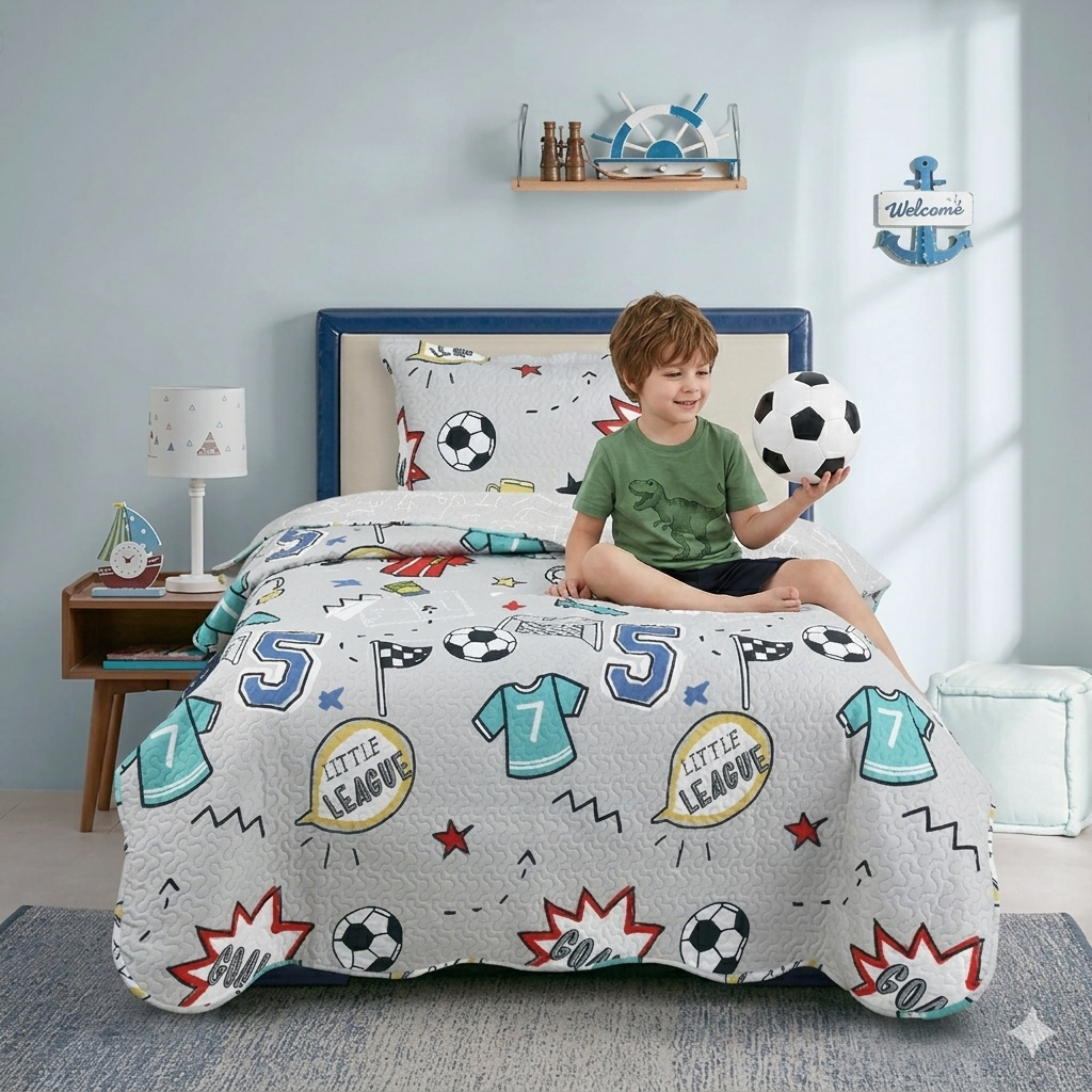 Colcha Cobre leito Solteiro Kids Infantil Juvenil Kit com 2 Peças Dupla Face Estampada com Porta Travesseiro Menino em Oferta na Shopee