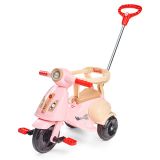Triciclo Calesita Infantil Vespita Velotrol Motoca C/ Buzina Com Haste Empurrador Proteção Lateral