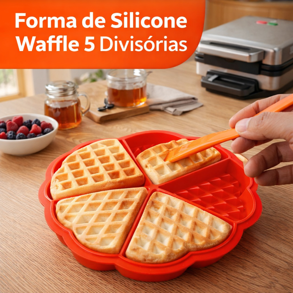 Forma Silicone Waffle 5 Divisões Air Fryer Alta Qualidade Antiaderente Cor Sortida Achadinho