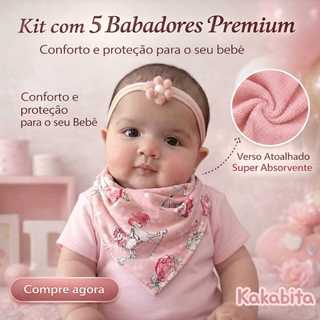 Kit 5 Babador Bandana Atoalhado Bebê Menina