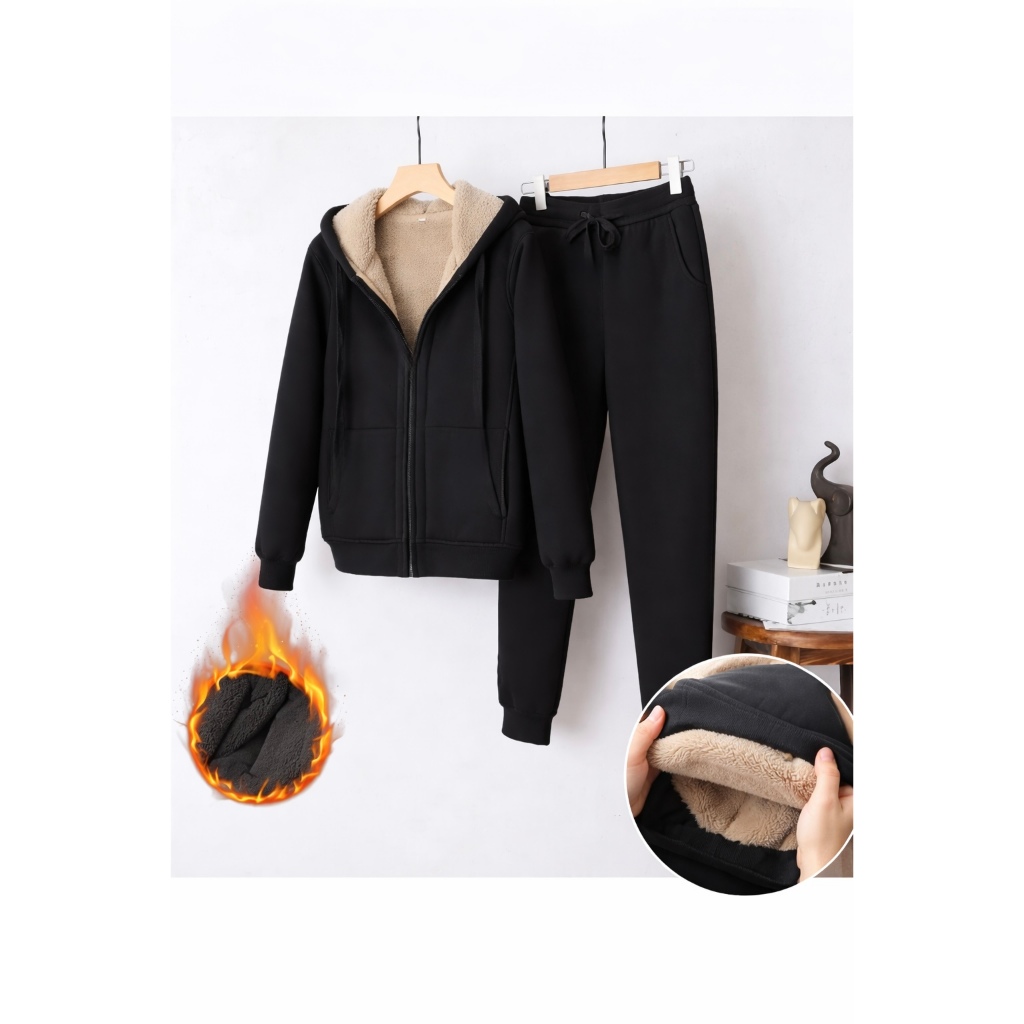 Conjunto Moletom Blusa Peluciada Canguru+calça AGASALHO FORRADO SUPER GROSSO JAQUETA FLANELADA COM CALÇA