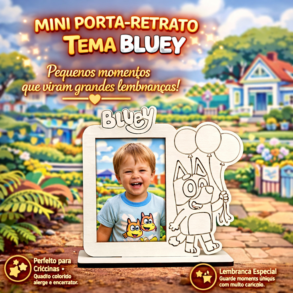 10 Lembracinha Mini Porta Retrato Bluey  - Oferta 10 Unidades