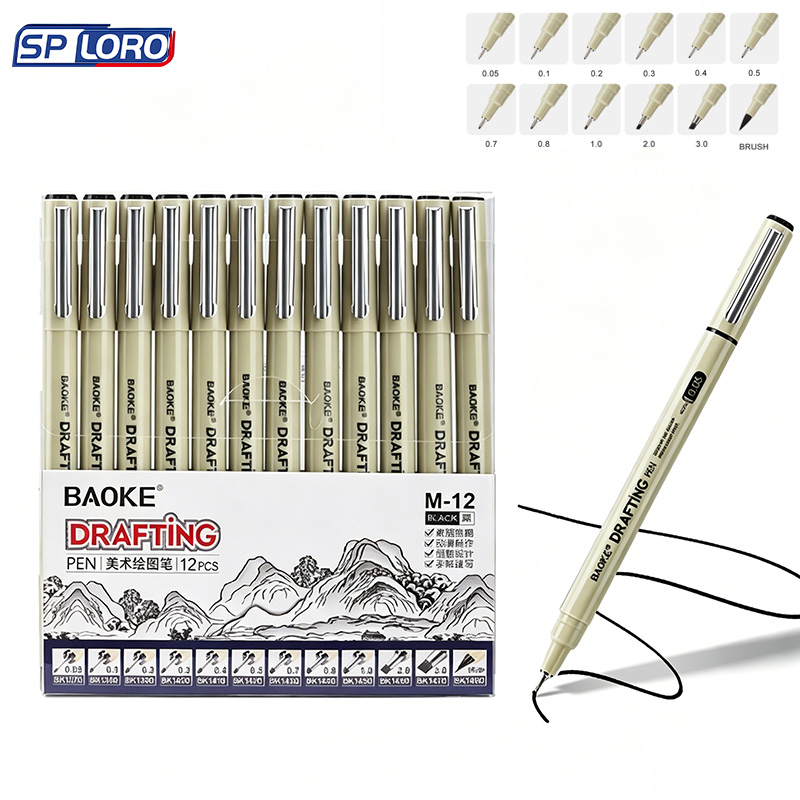 6/12 Kit Traço Fino Caneta Nanquim Profissional para Mangá Desenho Técnico Lettering Arte XK-OD-5112
