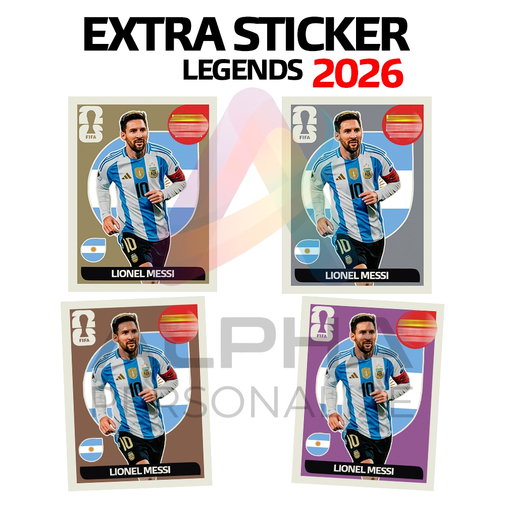 Figurinha Legends Extra Sticker 2026 Lionel Messi Lançamento Ouro Prata Bronze Base Copa do Mundo