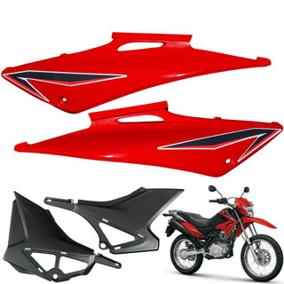 Carenagem Lateral Nxr Bros 150 ESD 2013 2014 Par Tampa Lado Filtro Bateria Completa