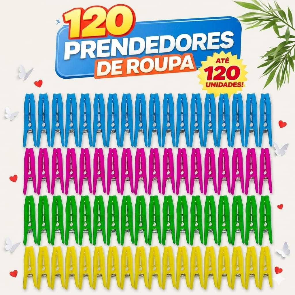 Prendedor de plástico até 120 unidades pregador reforçado de roupa