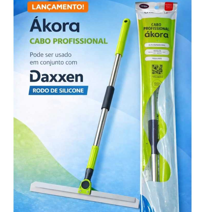 Rodo Mágico Daxxen® Ákora De Silicone Multiuso Com Cabo Profissional Inox