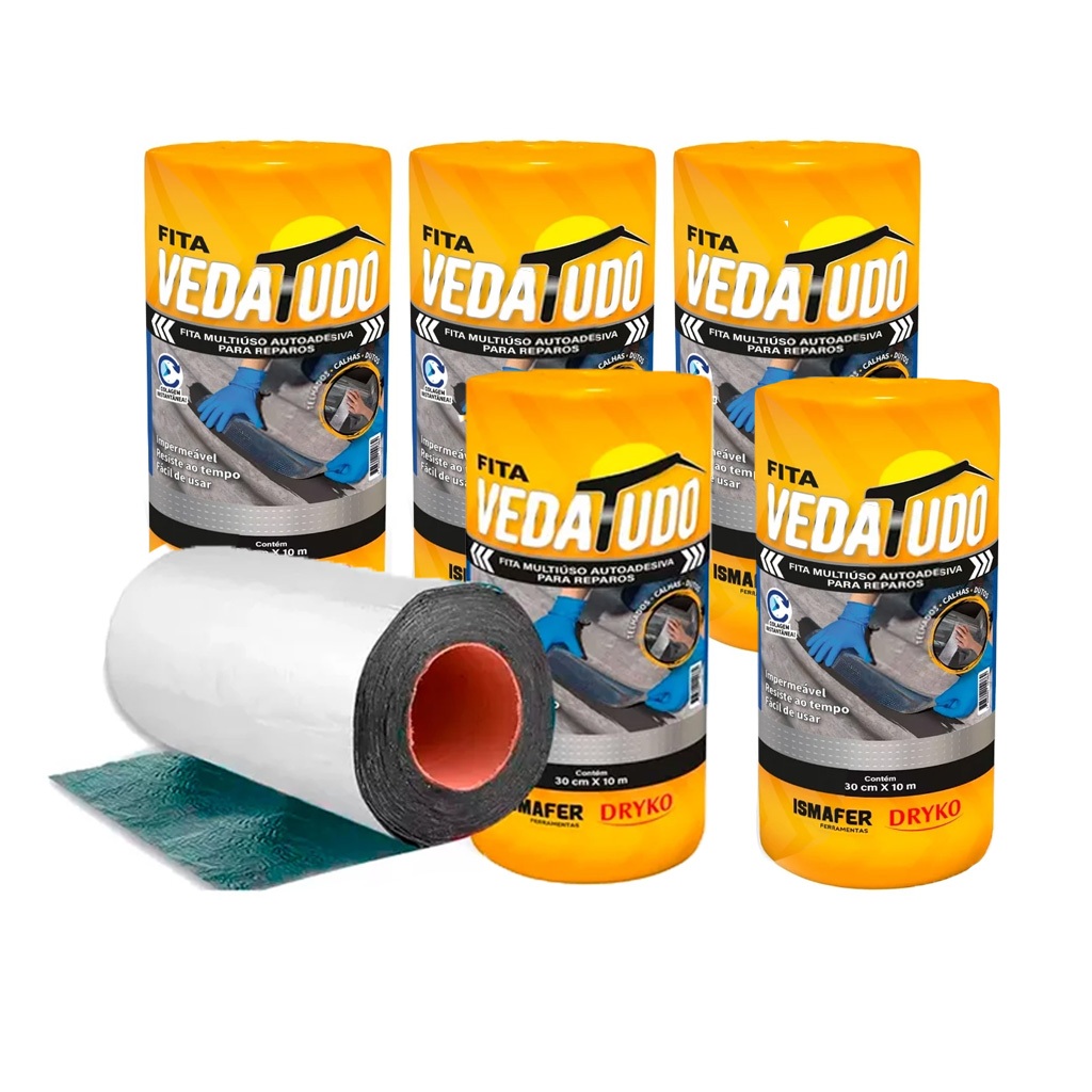 Kit 5 Manta Asfáltica Auto Adesiva Aluminizada 30cm X 10m