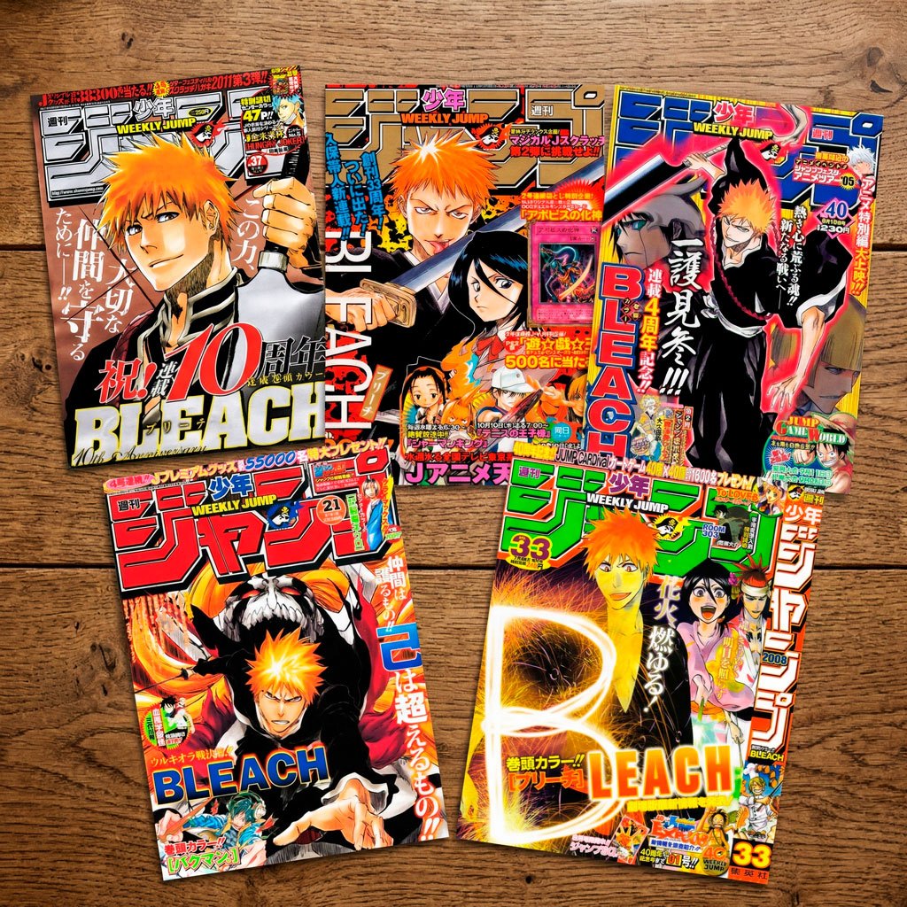 Kit 5 Pôsteres Adesivos Anime Bleach A4 20x28 - Tinta Pigmentada (Não Desbota)
