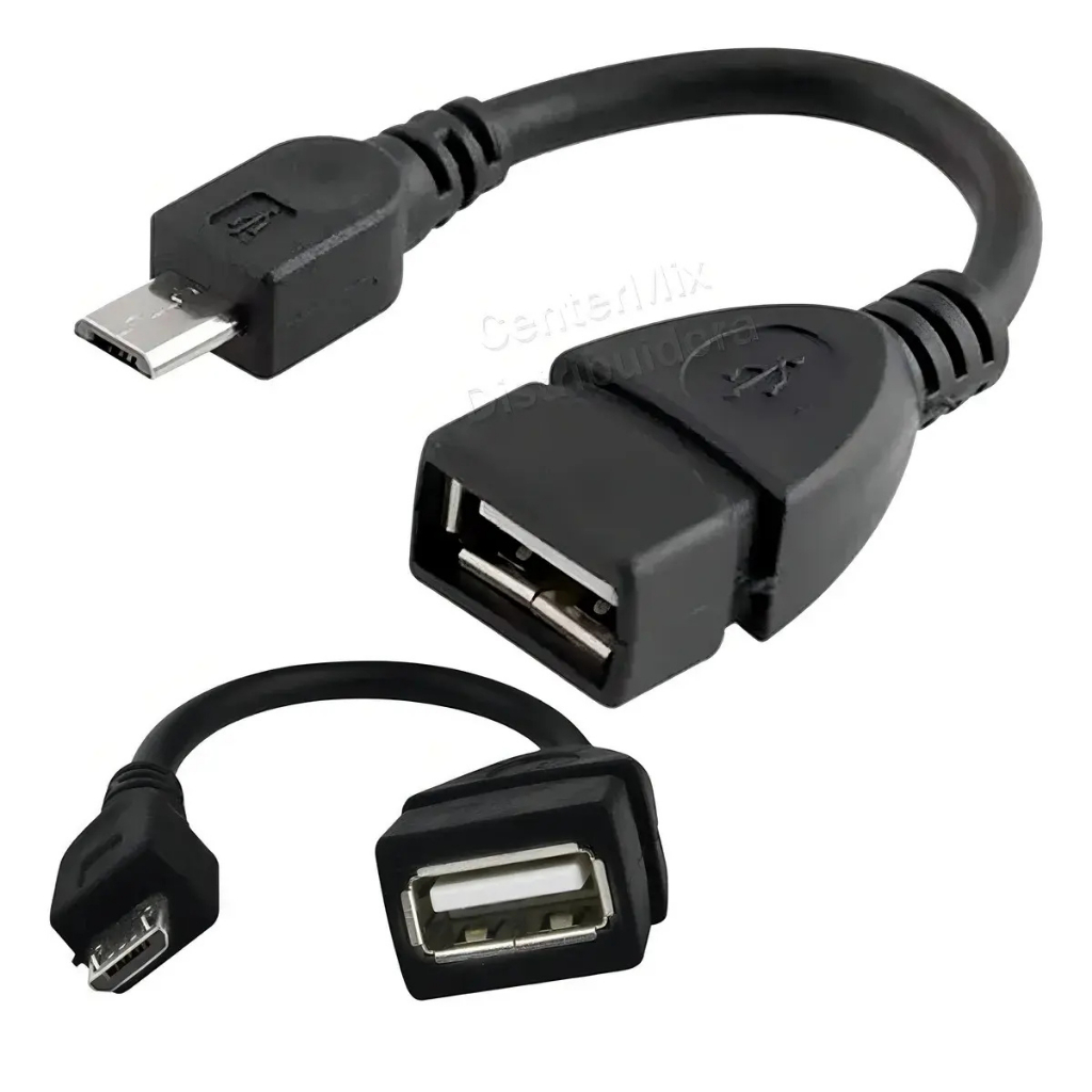 Kit 2 Cabo Otg Usb V8 Micro Usb Macho Para Usb Fêmea Conversor Adaptador Pendrive Celular Tablet