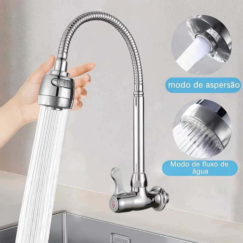 Torneira Gourmet Flexível Cozinha Pretomesa Parede Duplo Jato Cone 1/4 de Volta preta em Oferta na Shopee