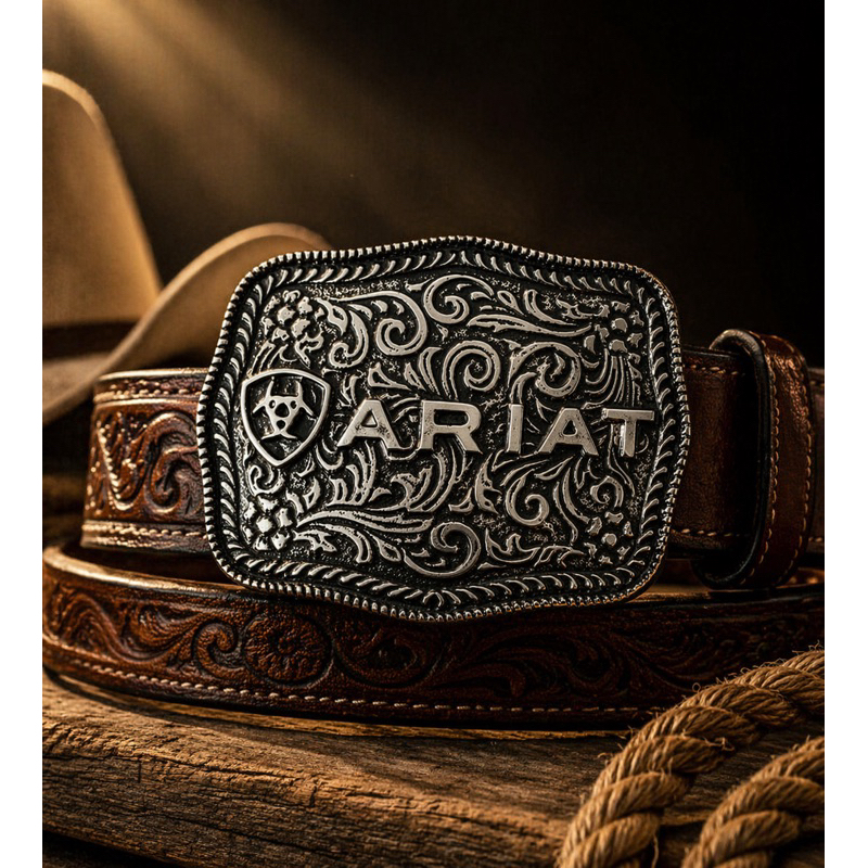 fivela cowntry Ariat prata cinto