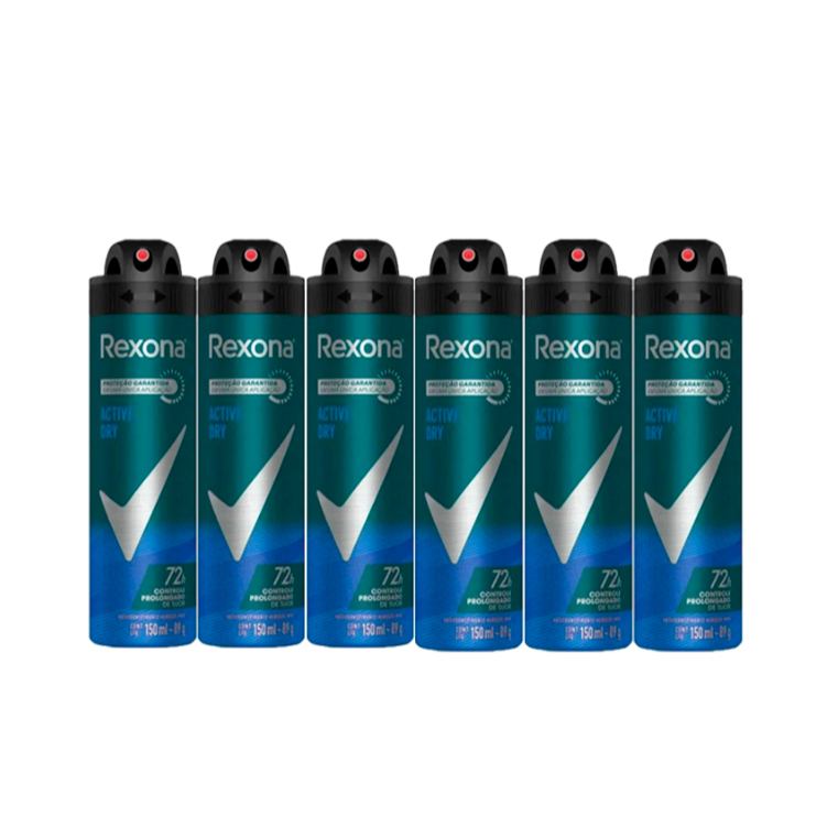 Kit 6/9/12 Desodorante Rexona Men Active Dry Aerosol Antitranspirante 72h 150ml