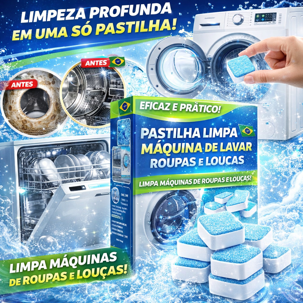 Pastilhas Tabletes Limpeza Profunda Higiene Tambor da Máquina de Lavar Roupa e Louça