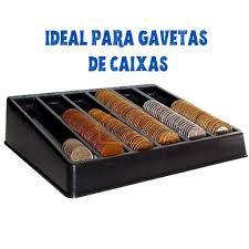Porta Moedas Organizador 19x15 com Divisórias Plástico Resistente Ideal para Troco Caixa Loja