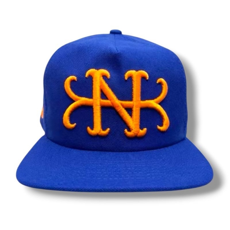 boné cap NY baisebol, edição especial oMA, aba reta, bordado, modelo Snapback atacador ajustável, esportivo azul