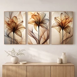 Quadro Decorativo Floral Contemporâneo Com Moldura Decoração Sala Quarto