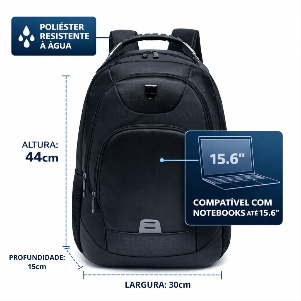 Mochila Executiva Masculina Reforçada Notebook 15.6 Trabalho Faculdade Resistente Laptop