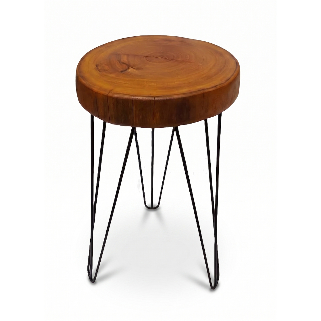 Mesa 25cm Rustica Mesinha Hairpin Lateral Canto Centro Madeira Rustico Bolacha Banco Banquinho
