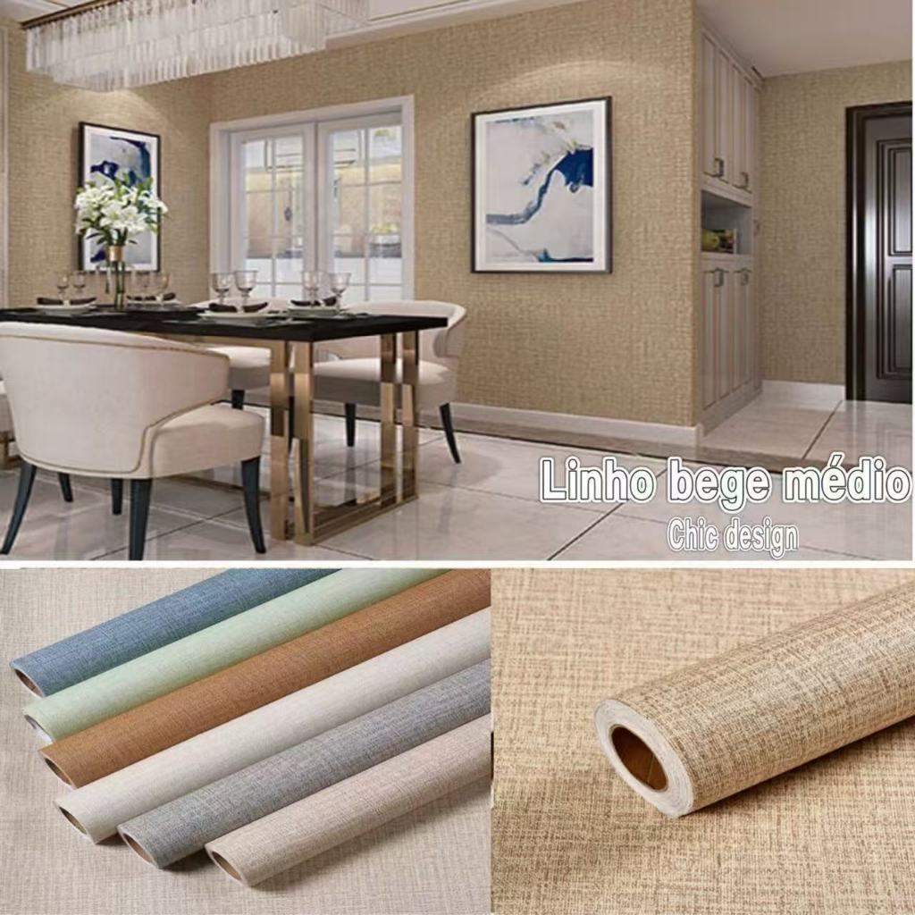 apel de Parede A desivo Efeito Linho 10 METROS x 45CM  Autocolante para Sala, Quart