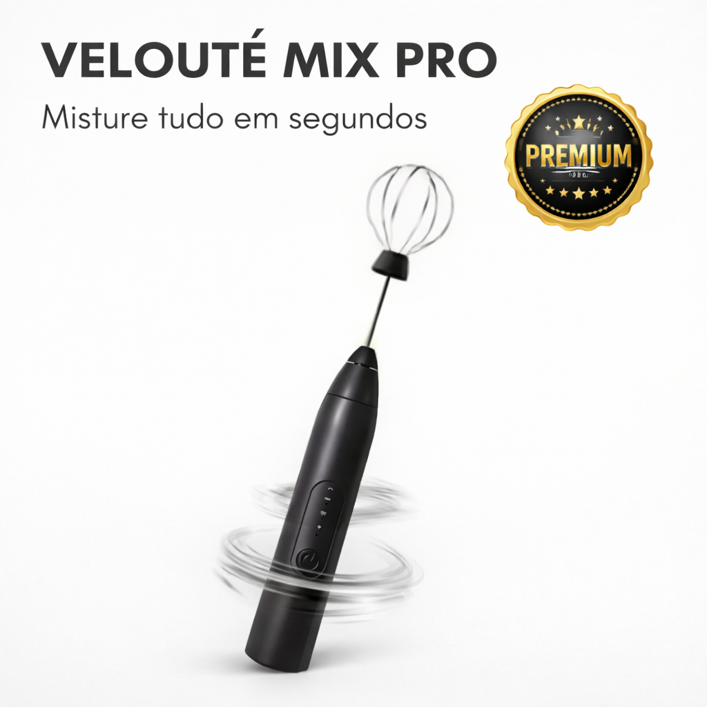 Velouté Mix Pro Mixer Elétrico Portátil Bivolt Mini Batedor Café Cremoso Leite Whey Espumador 2 em 1