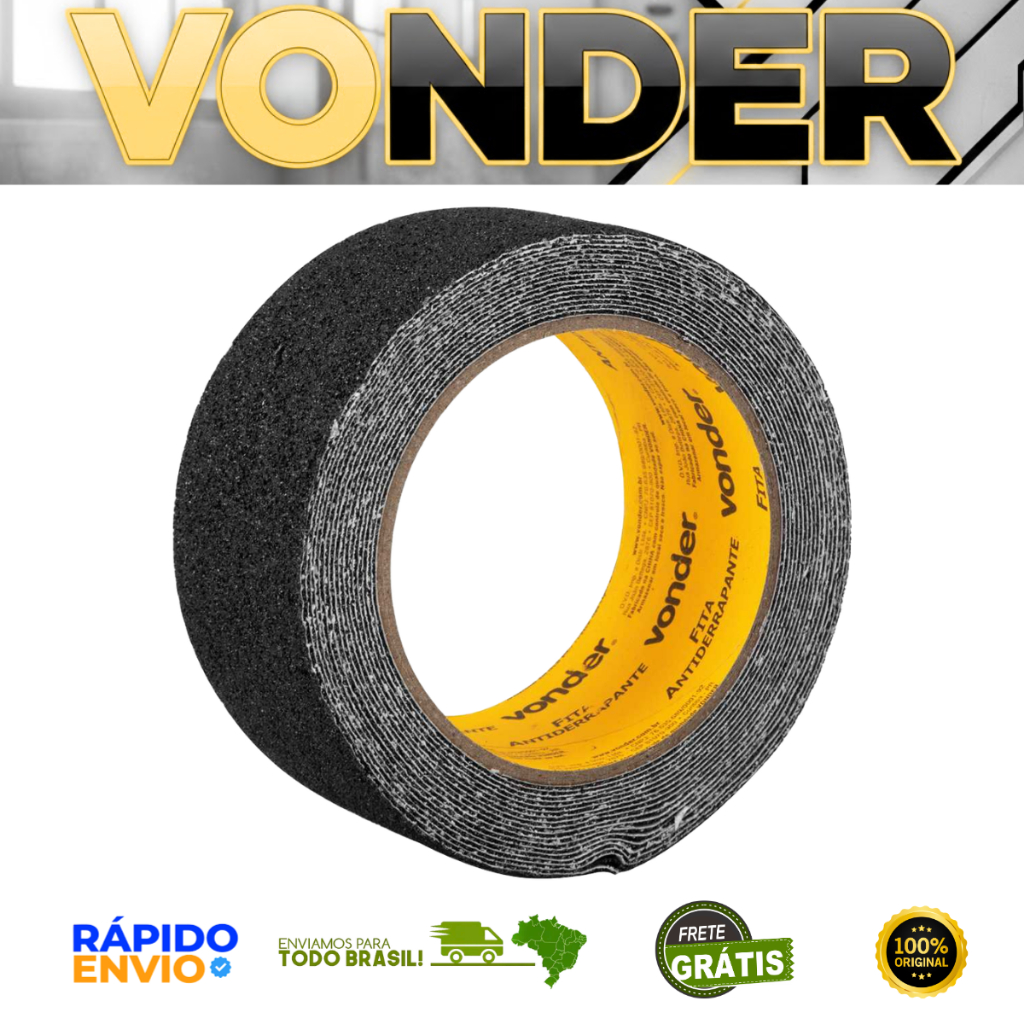 Fita Antiderrapante 50mm 5 Metros Para Pisos Degraus Rampas Escadas Vonder