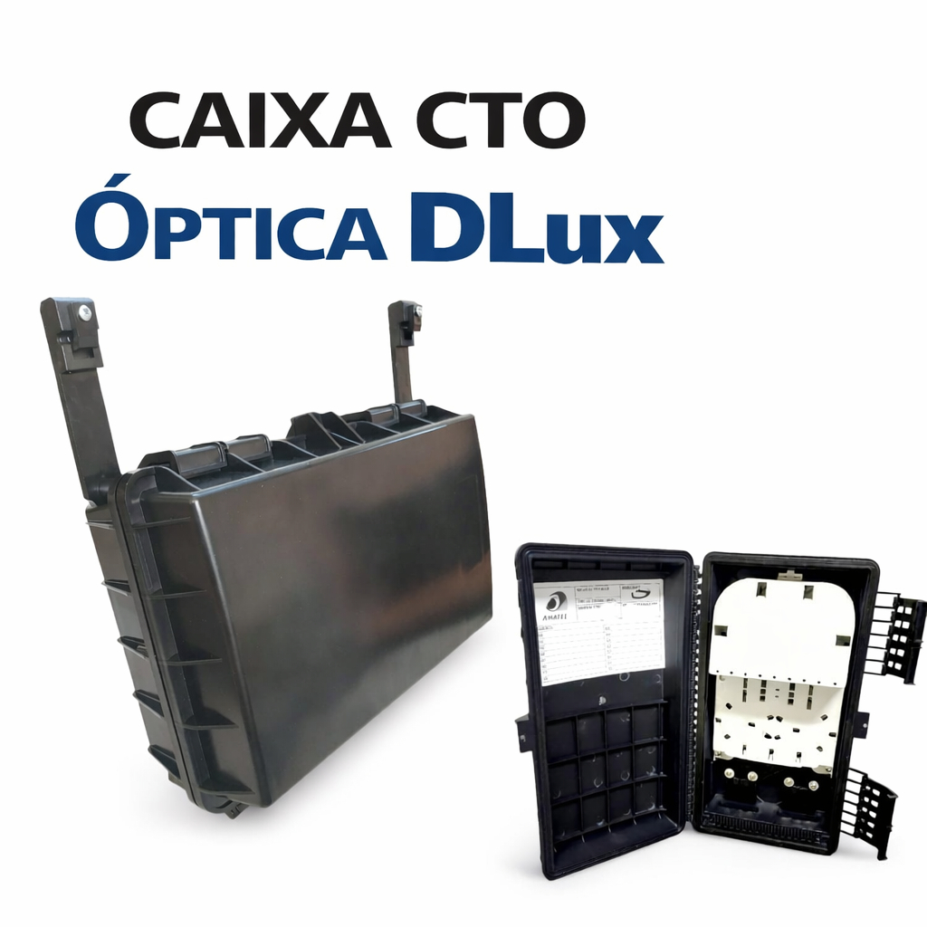 Caixa CTO Óptica DLux 16 Portas com Cordoalha IP65 FTTH FTTX Splitter 1x8 1x16