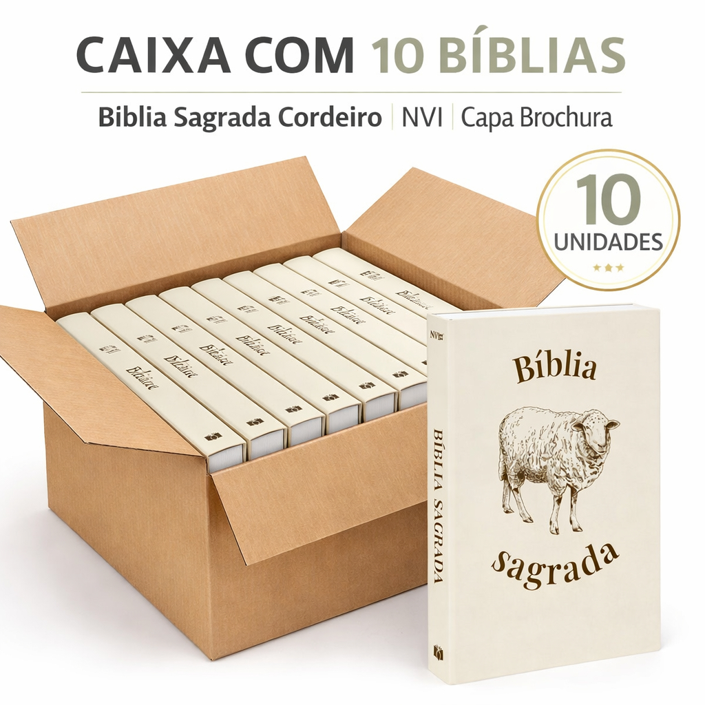 Kit 10 Bíblias Sagrada Cordeiro | NVI | Capa Brochura