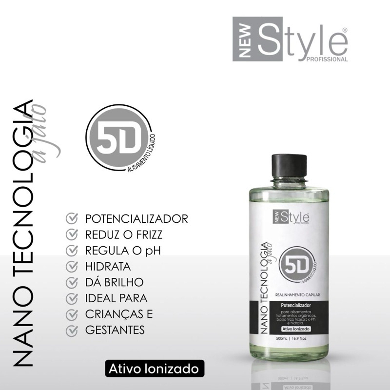SUPER NANOTECNOLOGIA A JATO 5D ALISAMENTO ORGÂNICO LIQUIDO 500ML