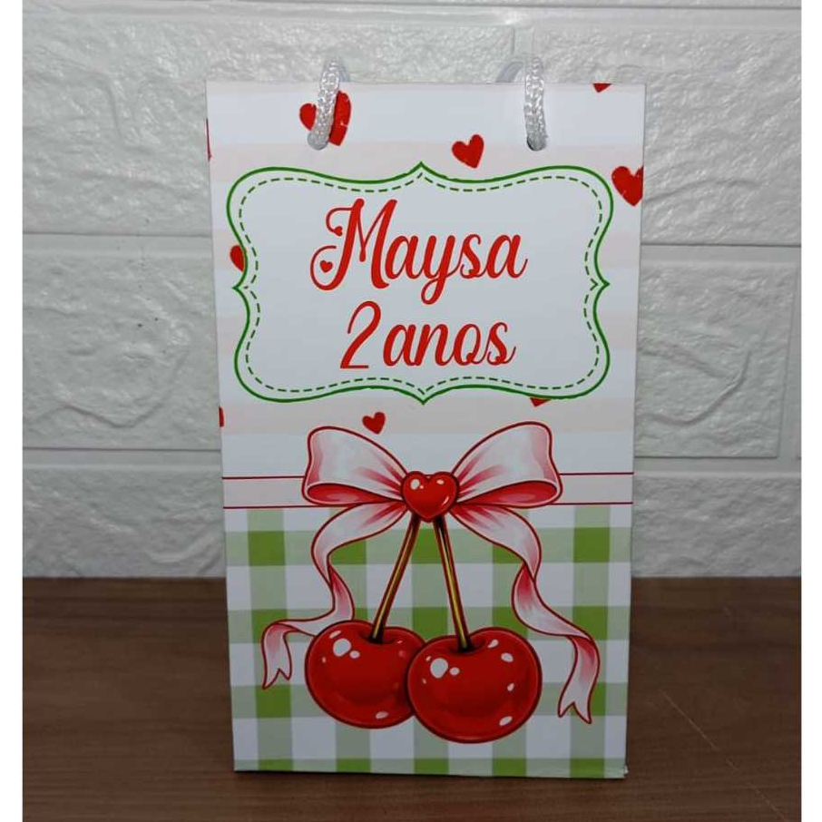 Kit Sacolinha Personalizada Cerejinha para Lembrancinhas Festa Infantil