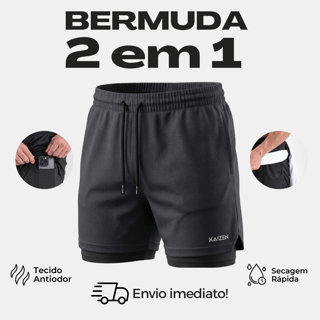 Shorts Masculino 2 em 1 Com proteção Uv+20 sport revolution bermuda para treinar sports — imagem 1