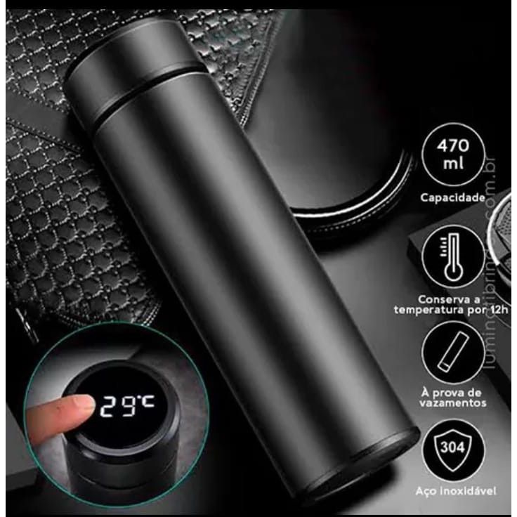 Garrafa Térmica Digital Inteligente 420ml – Aço Inoxidável com Display de Temperatura – Mantém Quente/Frio