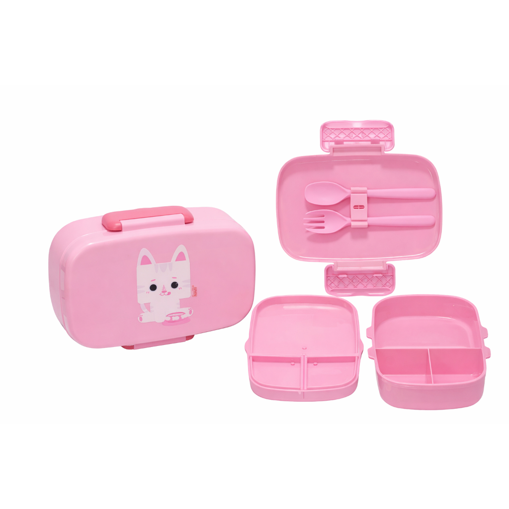 Lancheira Bentô Box Com Talher e Divisória Infantil Kouii Gatinho Rosa BPA Micro-ondas Marmita em Oferta na Shopee