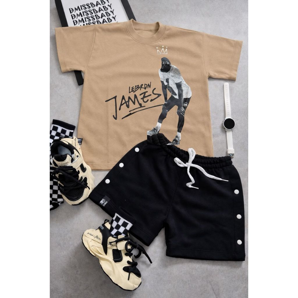 2 pçs-Conjunto PREMIUM Infantil Oversized Masculino – Bermuda Grossa de Alta Qualidade Streetwear | Modelo GRANDE